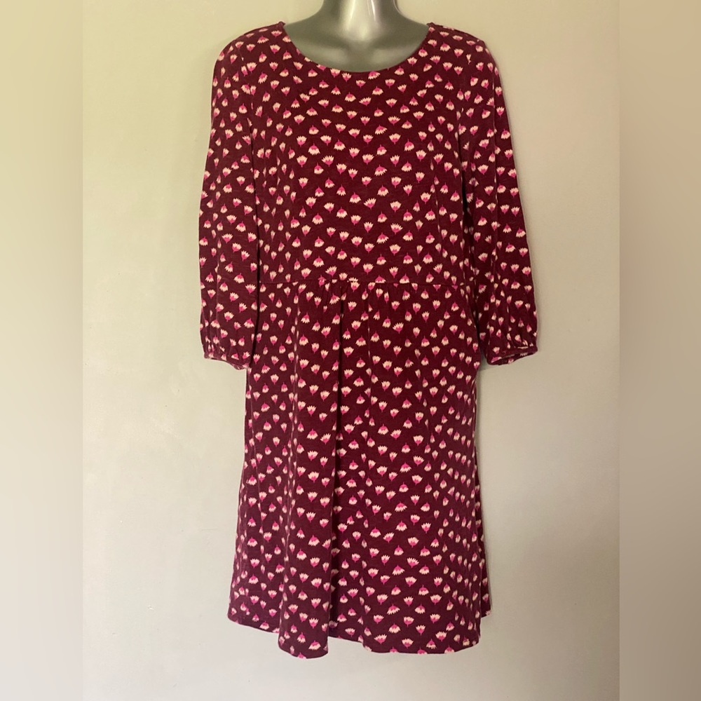 Boden Floral Dress with Pockets 3/4 Sleeves Size 14